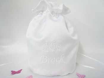 Bride Bridesmaid Wedding Flower Personalised Dolly Bag in Luxury Duchess Satin 