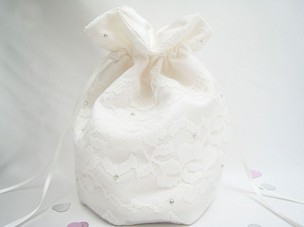 Satin & Lace Dolly Bag, Designer Wedding Bag Made To Order