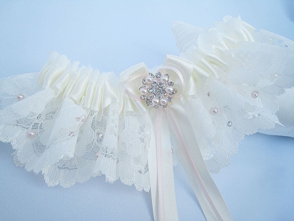 Luxury Garters With Swarovski Crystals Stitched OnTo Lace