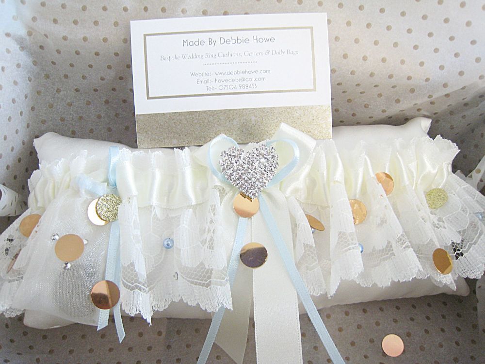 'Emi' Custom Made Bridal Garter, Swarovski Crystal & Pearl Garters