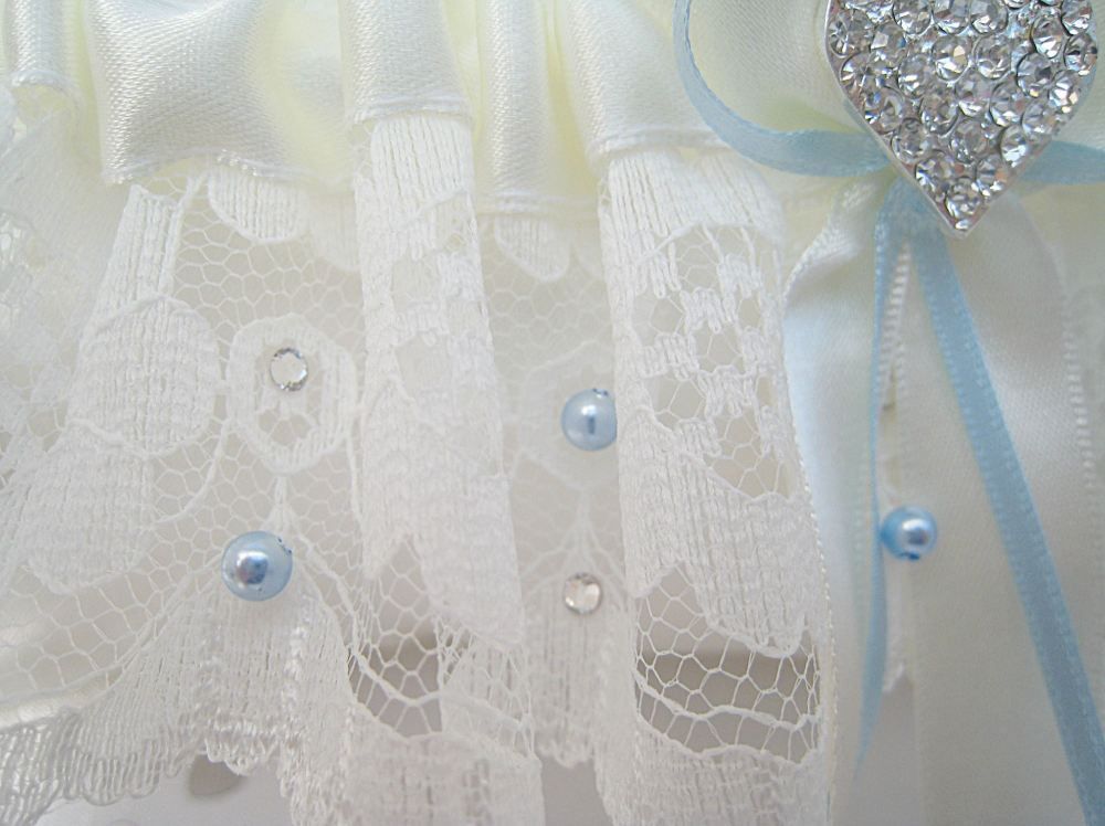 'Emi' Custom Made Bridal Garter, Swarovski Crystal & Pearl Garters