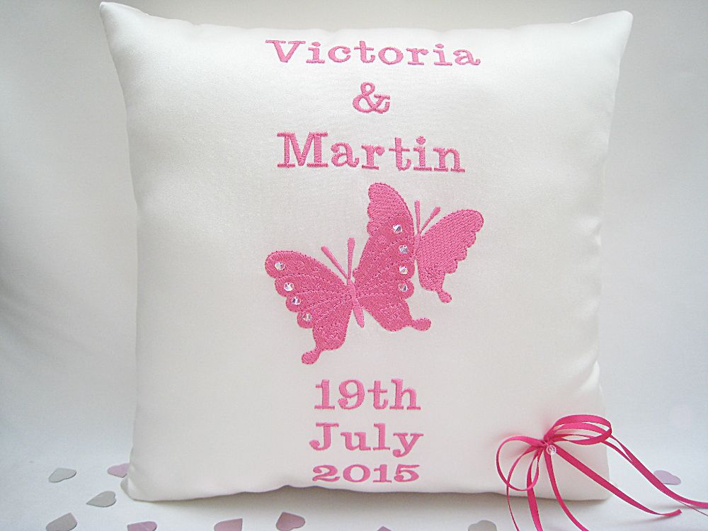 No.2 Personalised Butterfly Wedding Cushion £41.99
