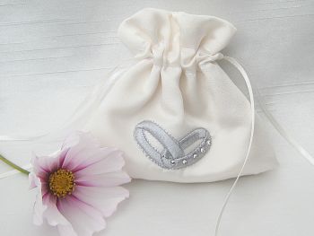 No.6 SILVER GREY  Wedding Ring bag, custom made ring bag UK