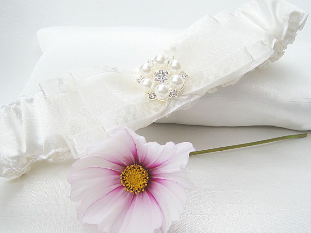 'Jane' Ivory Or White Satin Garter With Option To Have Personalised