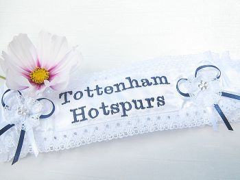 Wedding garter with Tottenham Hotspur’s embroidered on the front.