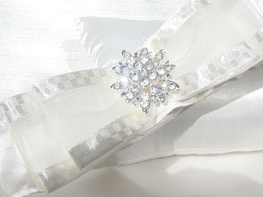 'Bliss' Satin & Diamante Wedding Garter UK