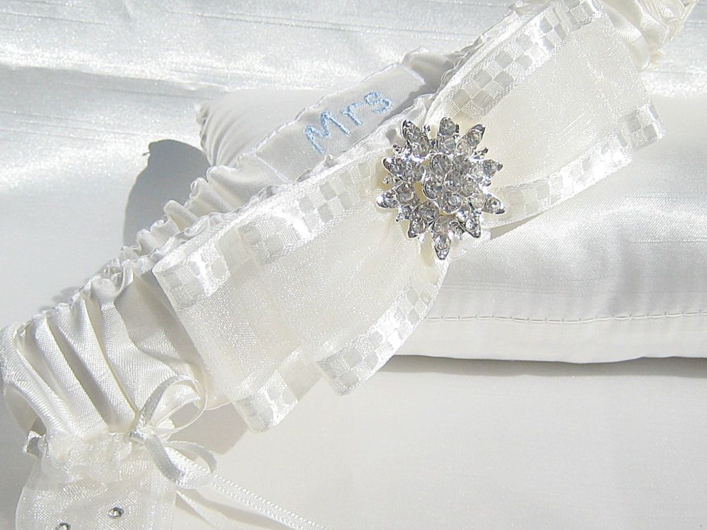 Sixpence Garter Which Has Also Been Personalised In Blue Thread