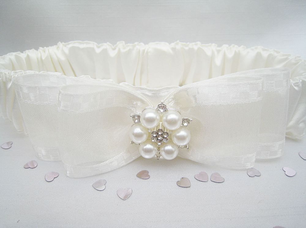 'Jane' Wedding Garter Ivory Or White