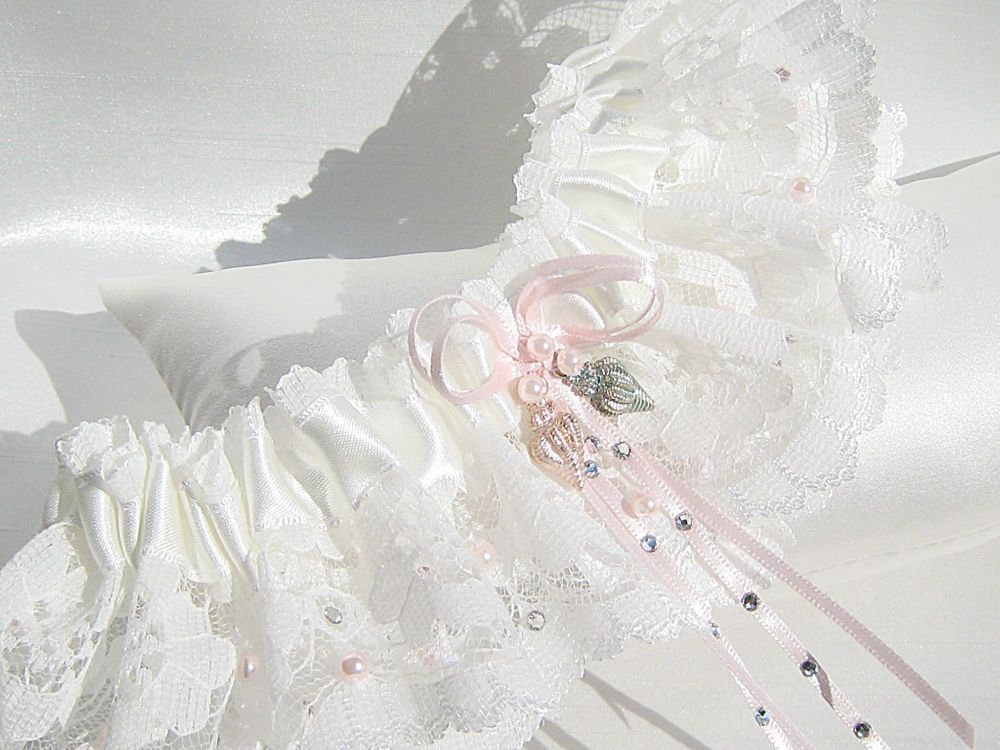 Extra Special Touch Garters, Handmade With Crystals & Pearls