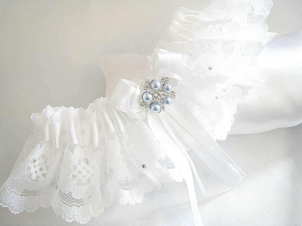 Coco Wedding Garter Swarovki Pearls & Crystals, Wedding Garter UK