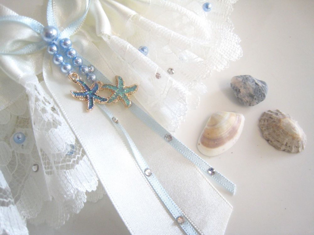 'Beach Themed' Bridal Garter, Swarovski Details