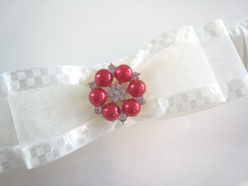 Garter For Brides With Red & Embroidery & Pearls