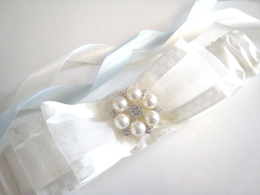 'Jane' Ivory Or White Satin Garter With Option To Have Personalised