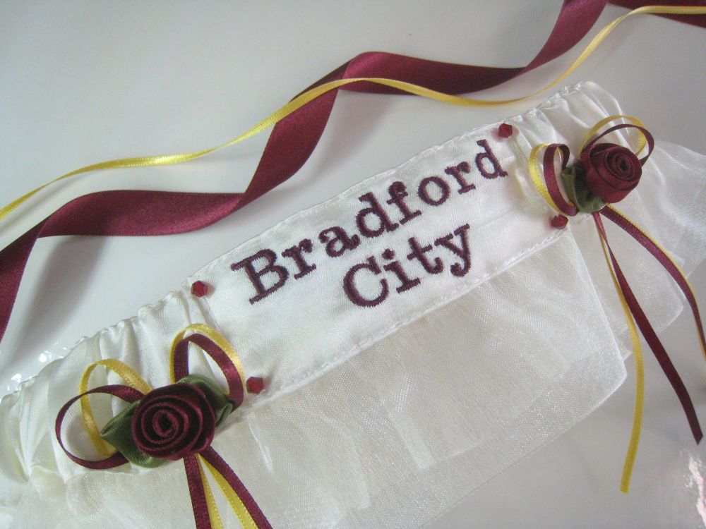 No.6 BRADFORD CITY Organza Wedding Football Garter, Football Garters