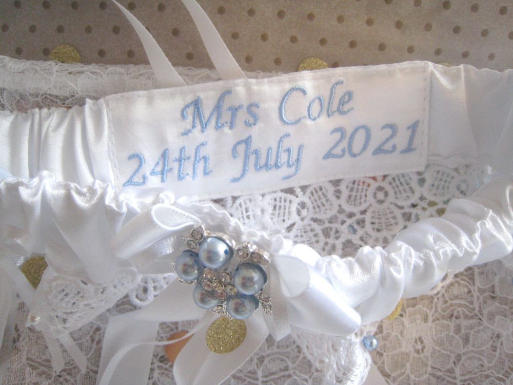 'Belle' Personalised Garter Guipure Lace