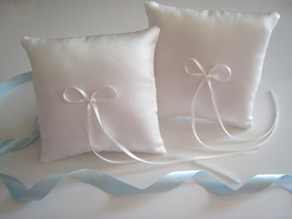 Pair Of Wedding Ring Cushions, All Ivory