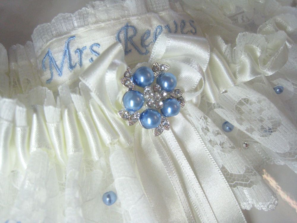 Handmade Blue Wedding Garter