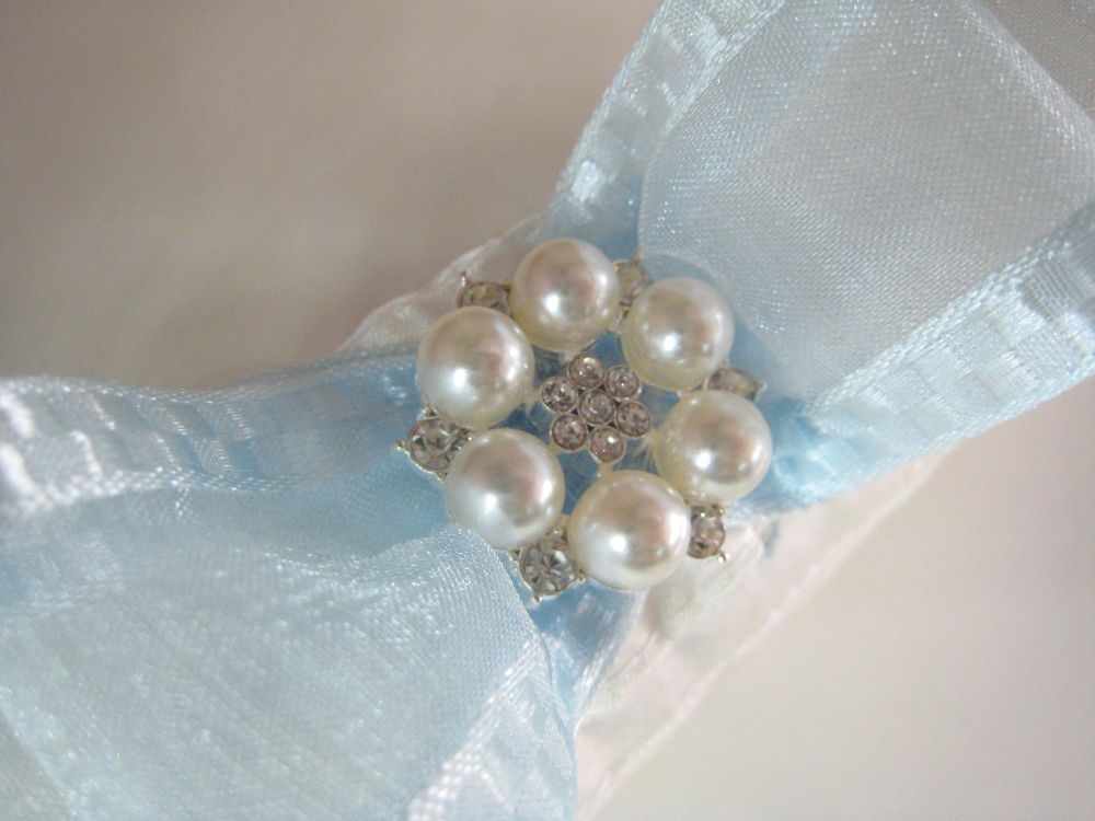 Blue Wedding Garter, Personalised With Sixpence Coin