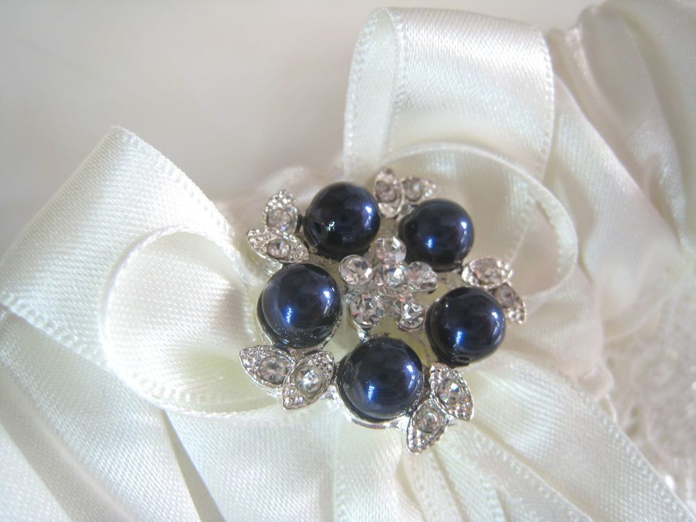 Belle Wedding Garter - Guipure Lace & Preciosa Pearls