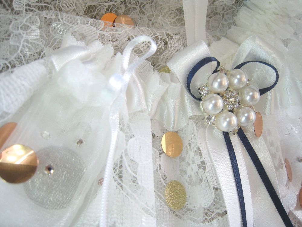 Hand Created Luxury Wedding Garter Can Also Be Personalised