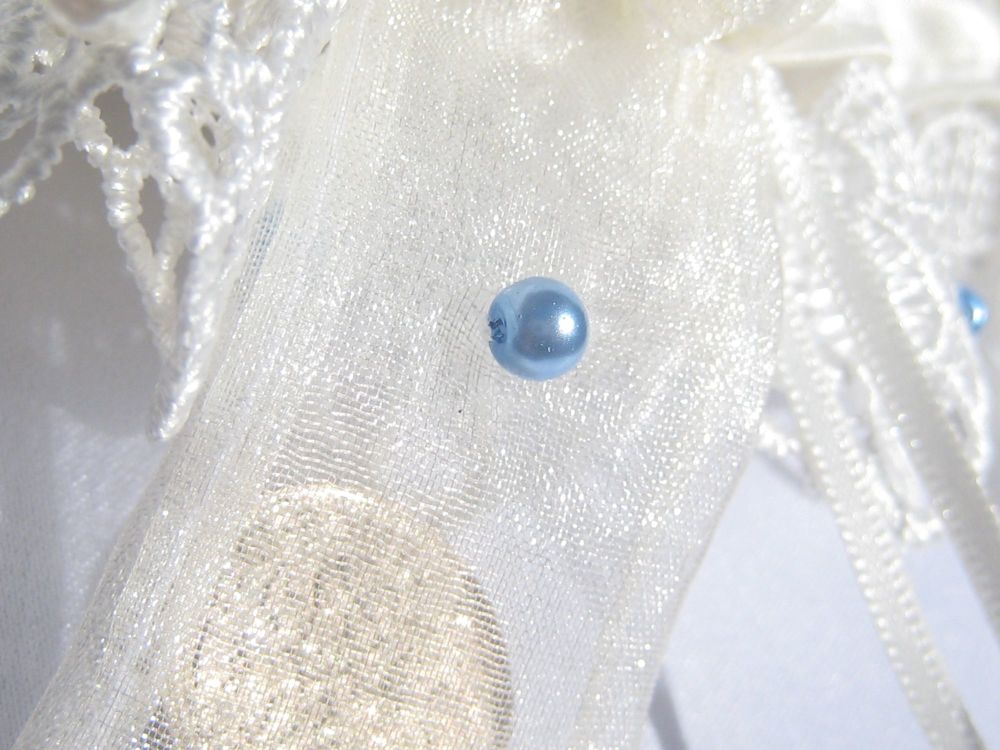Rosa Guipure Lace Blue Wedding Garter