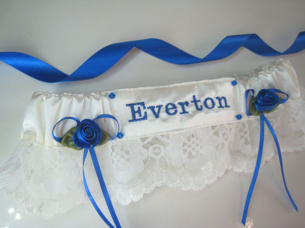 EVERTON Lace Wedding Garter, Satin & Crystals