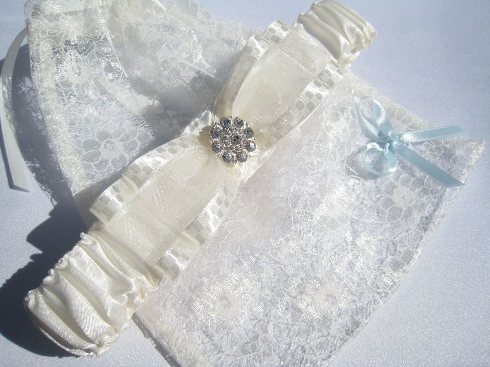 Verity Crystal Wedding Garter White Or Ivory