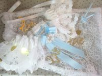   'Bailey' Pale Blue Personalised Bridal Garter 