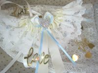 'Emi' Lace Wedding Garter With Swarovski Crystals & Pearls