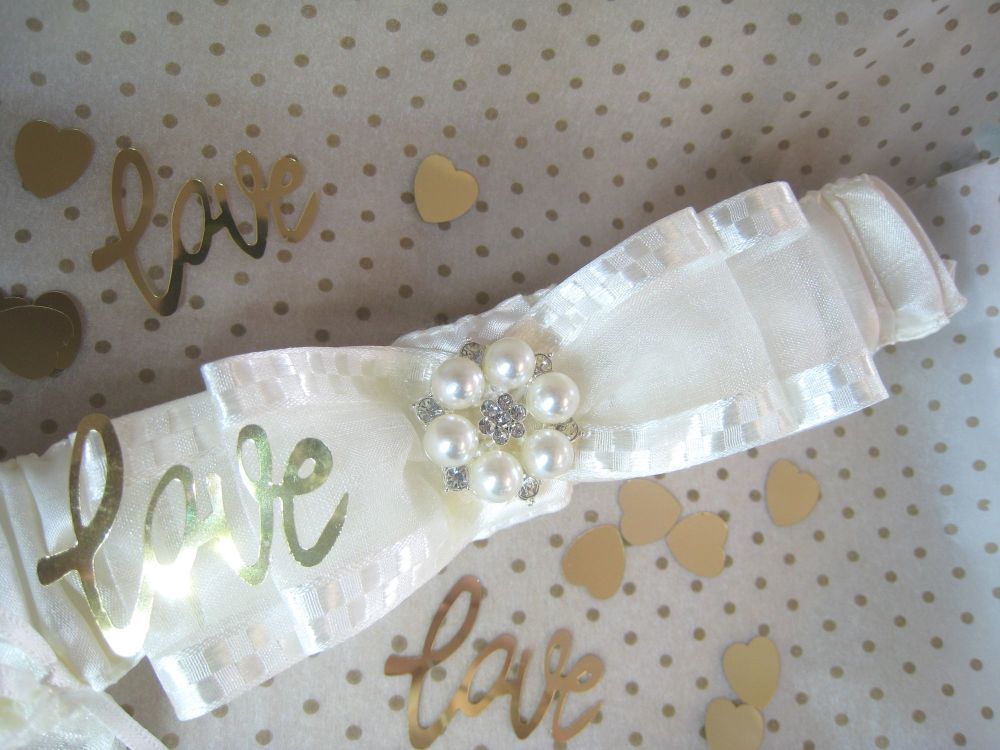 'Jane' Wedding Garter Ivory Or White