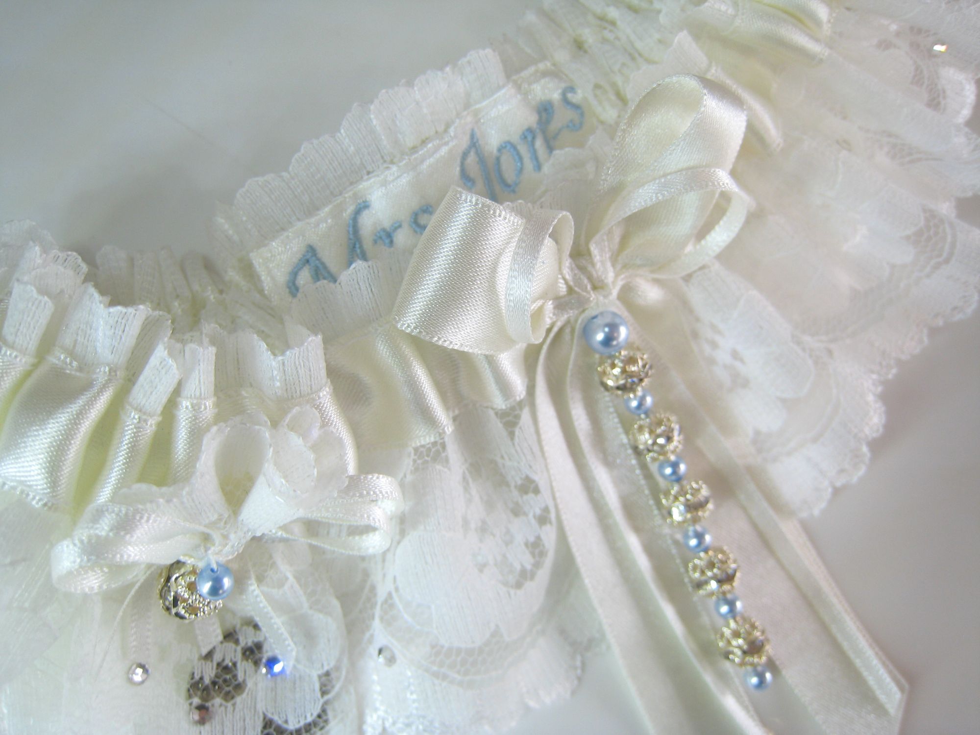 Luxury Garter, Swarovski Crystals, Silver Sixpence & Personalised Too!