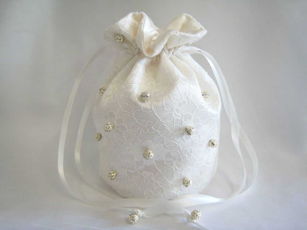 Lace Overlay Dolly Bag With Pave Balls