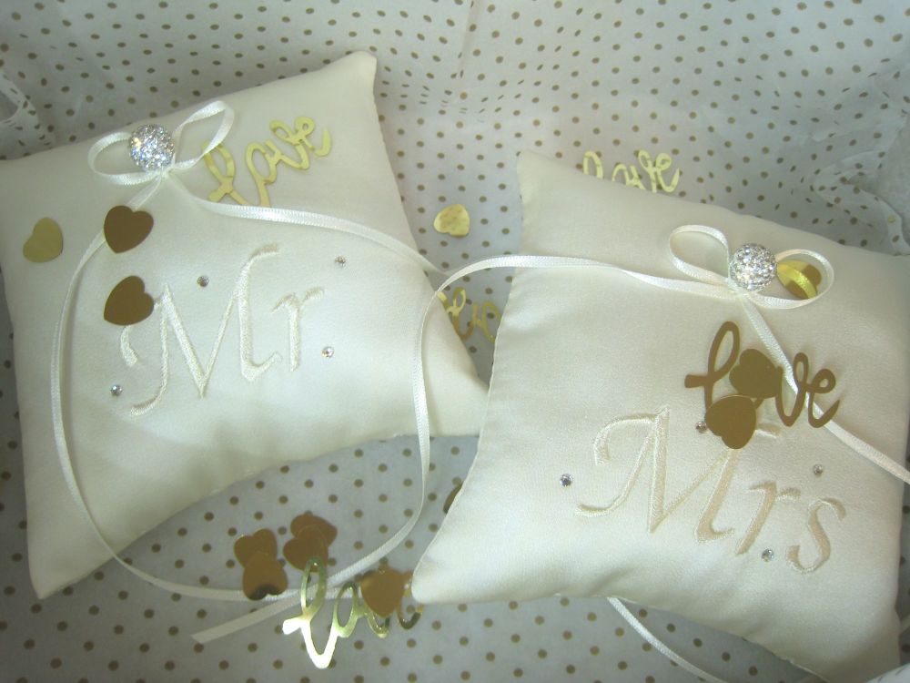 Mr & Mrs Ring Bearer Cushion | Mr/Mr Or Mrs/Mrs Ring Cushion