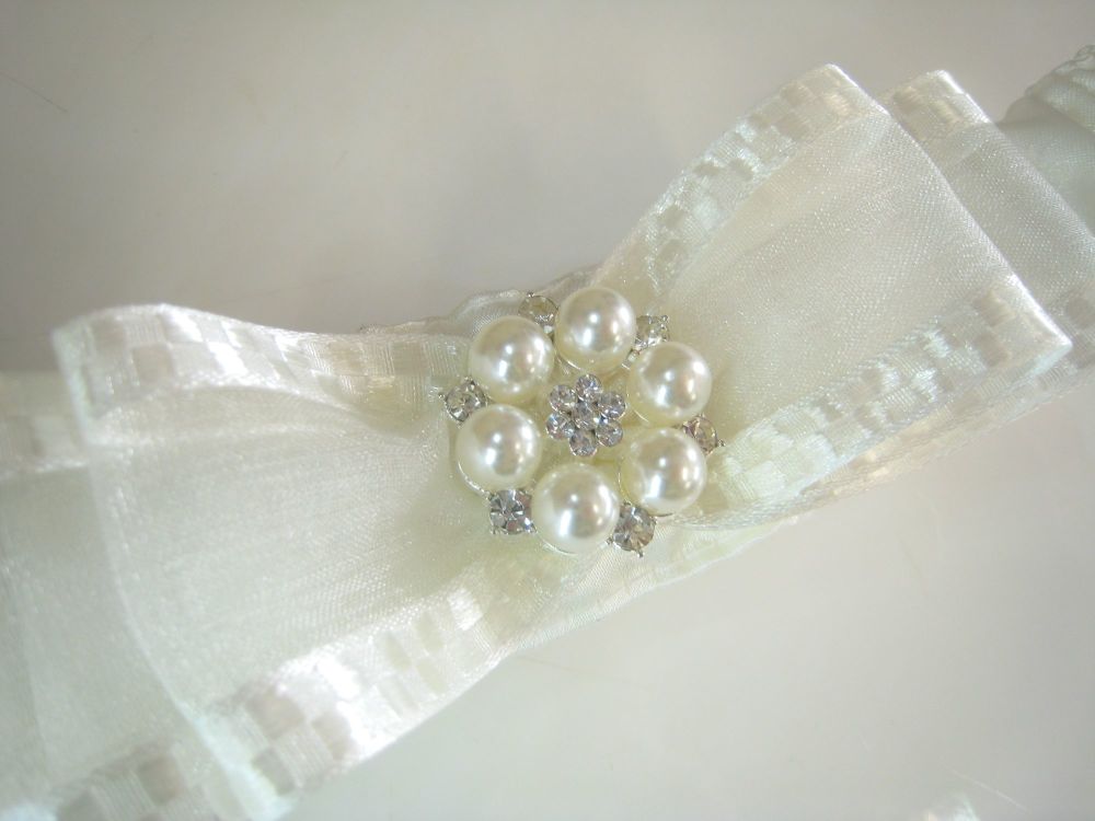 Personalised Garter, Navy Blue Embroidery