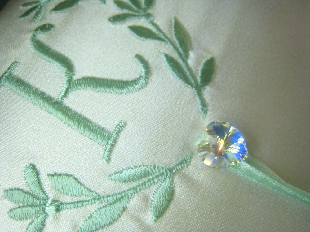 Initials Wedding Ring Cushion With Swarovski, Any Colour