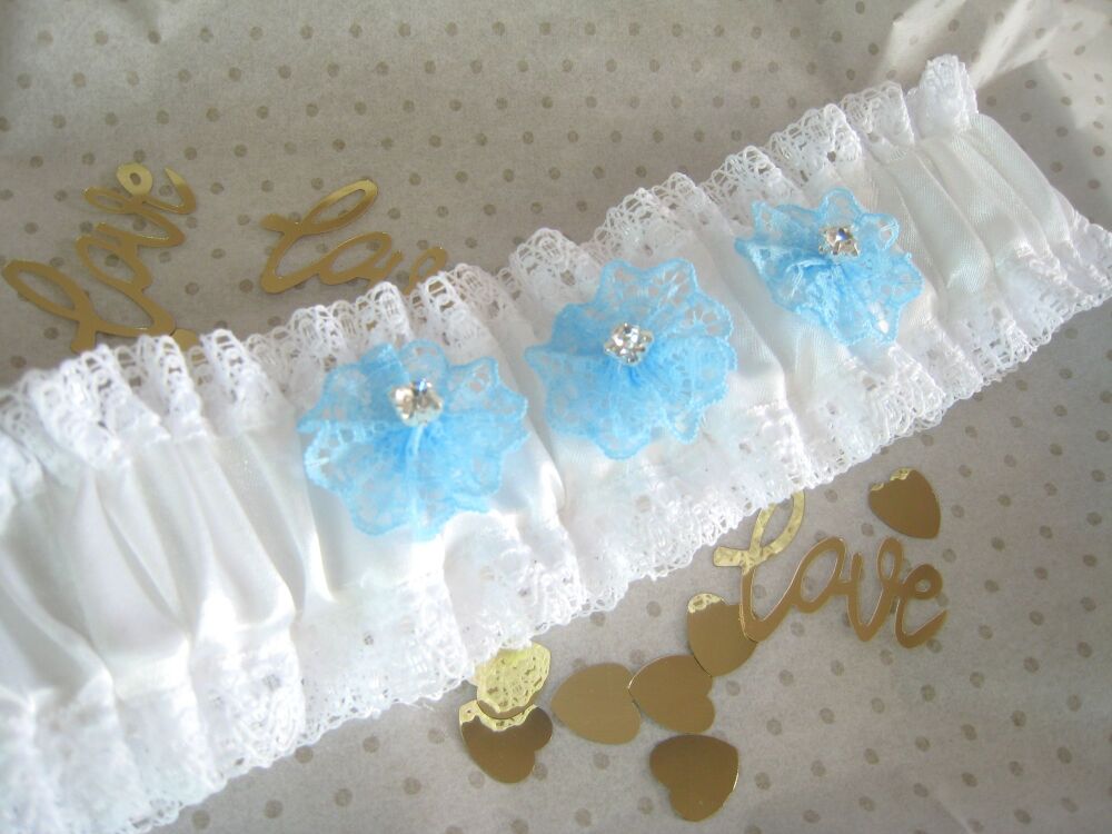 'Flora' Blue Wedding Garter