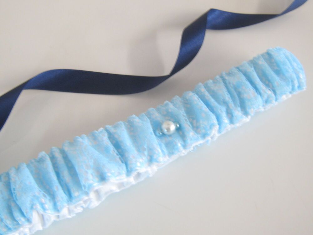 White & Pale Blue Garter