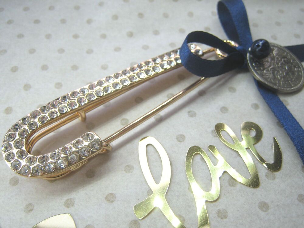 Silver Sixpence Bridal Pin