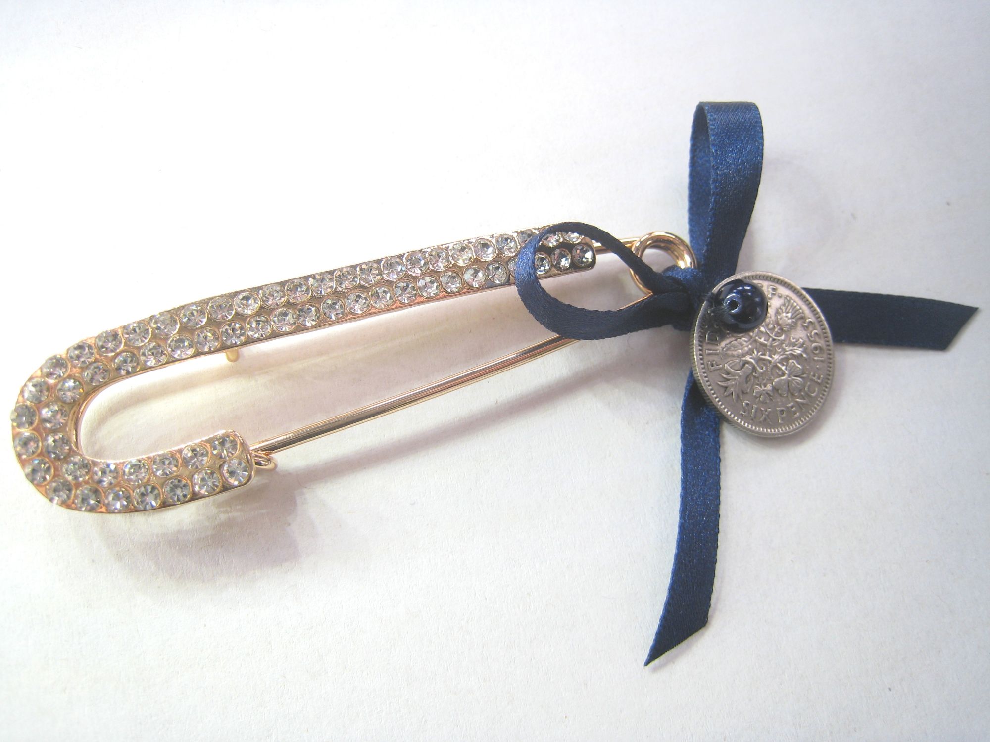 Wedding Pin, Silver Sixpence & Something Blue