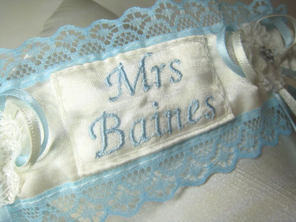 Pale blue bridal garter