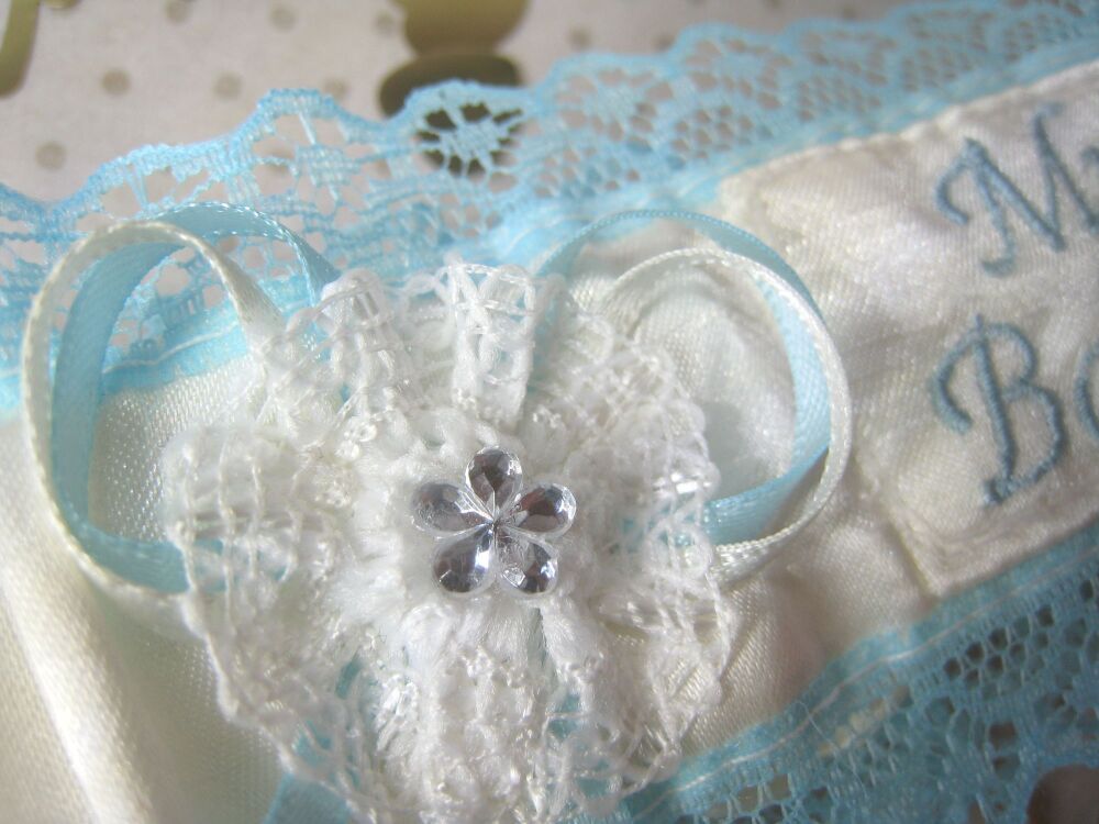 'Angie' Blue Wedding Garter Personalised