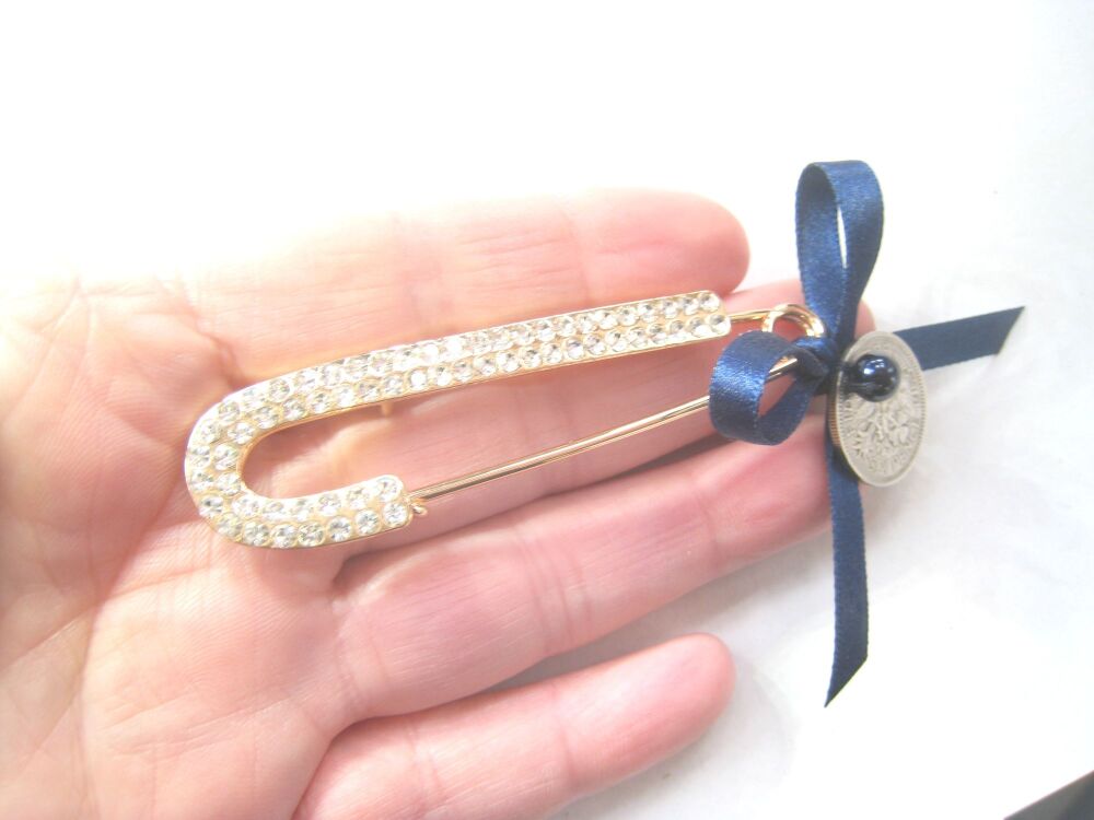 Sixpence Bridal Pin - Something Blue