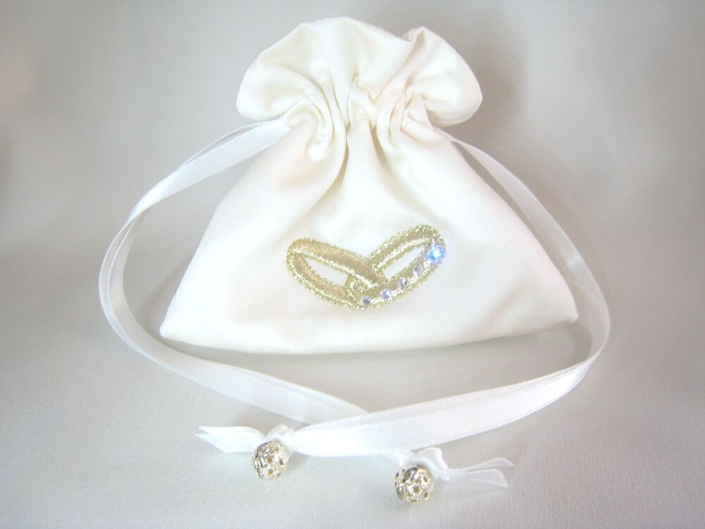 Ivory & Gold Wedding Ring Bag Swarovski Crystals £19.99