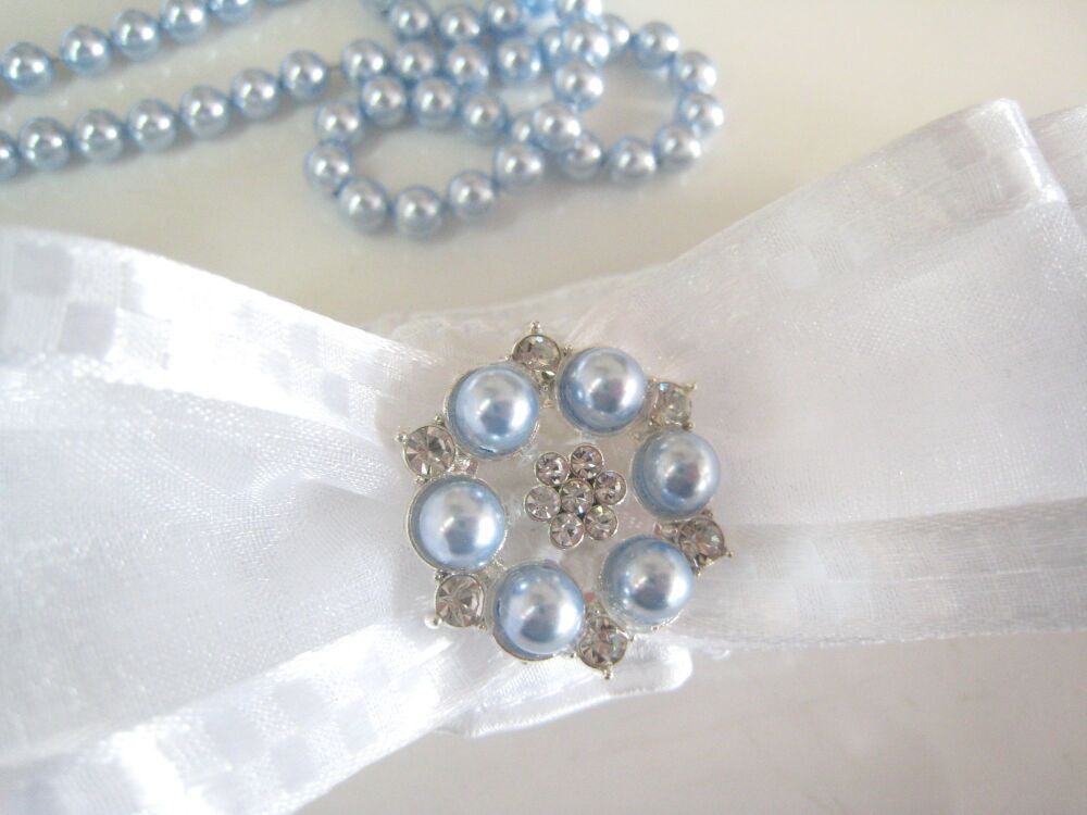 A 'Nadine' Wedding Garter With Swarovski Blue Pearls
