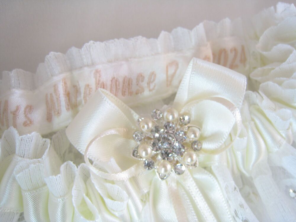 Personalised Garters Ivory Garter Debbie Howe Dressmaker