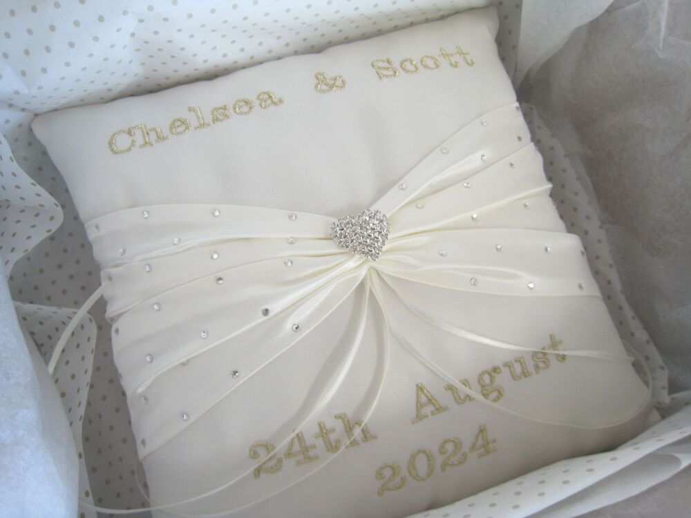 Personalised Ring Cushion, Ring Bearer Pillow - Choose Your Colours!