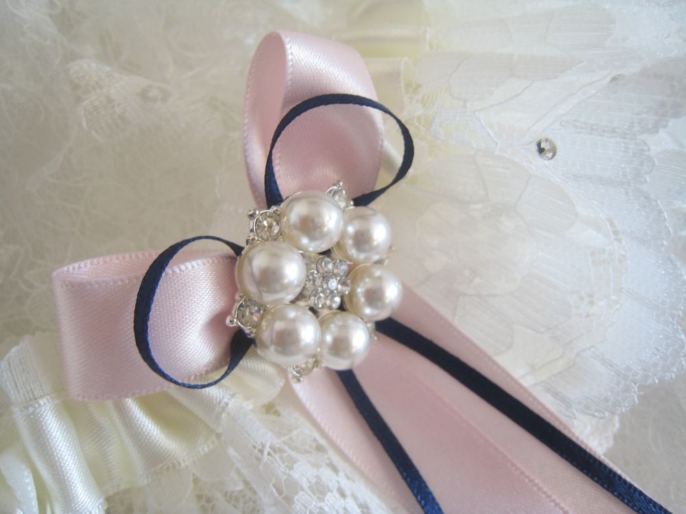 Pink & Navy Swarovski Garter £39.99