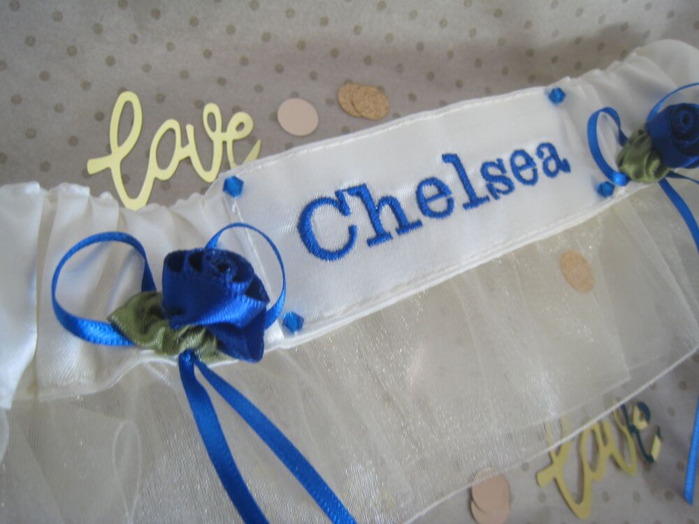 No.8  CHELSEA Organza Wedding Football Garter