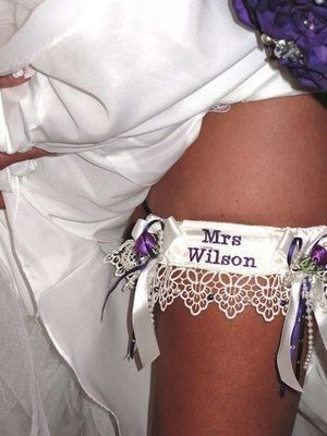 Purple 'Cassie' Wedding Garter, Personalised Garters