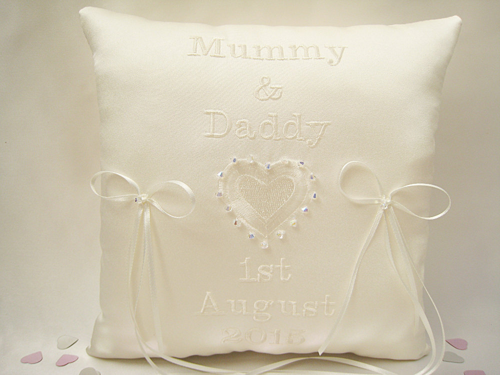 Personalised Wedding Ring Cushion, CHOOSE Colours Ring Cushions UK
